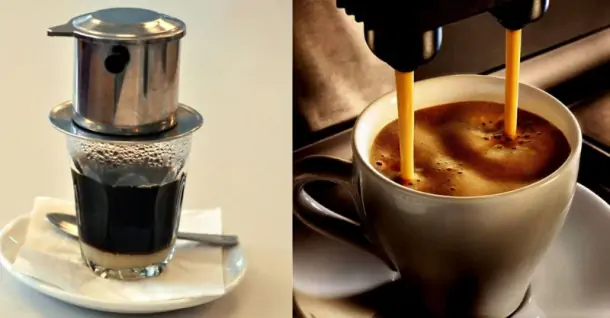 So sánh sự khác nhau giữa cà phê pha phin và cà phê pha máy