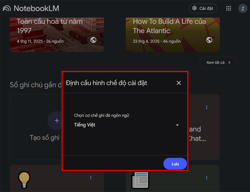Bạn tìm và chọn Tiếng Việt
