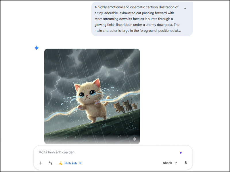 Nhập prompt mẫu và thay tên con vật muốn tạo