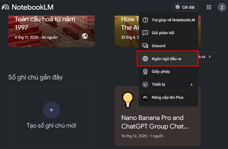 Trong danh sách các tùy chọn hiện ra, tìm mục “Ngôn ngữ đầu ra” (Output language)