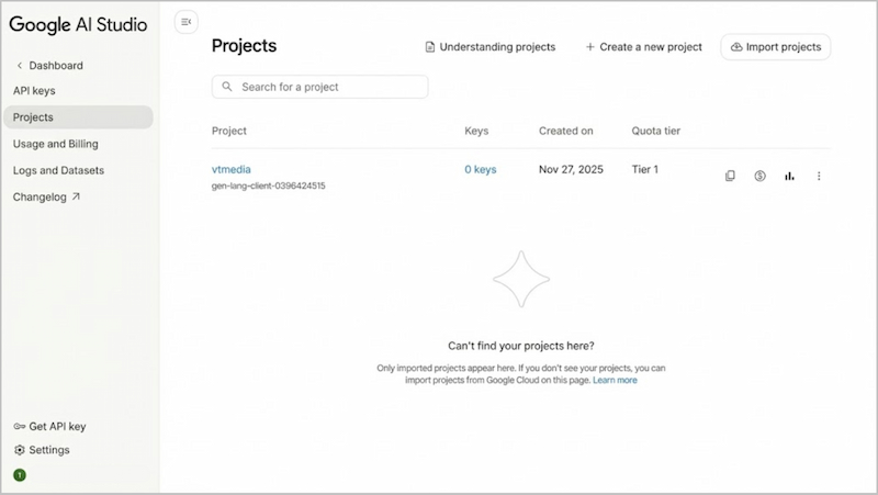 Truy cập Google AI Studio