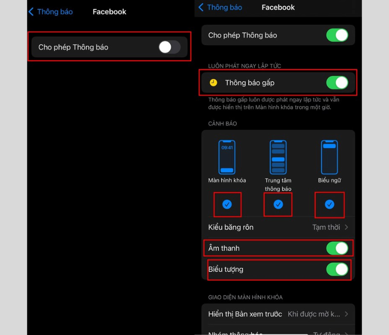 Cho phép Facebook thông báo trên điện thoại