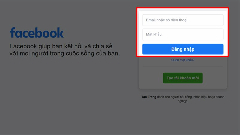 Cách đăng nhập Facebook trên máy tính