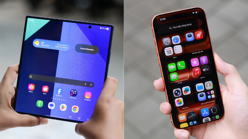 So sánh màn hình Galaxy Z Fold 7 và iPhone 17 Pro Max