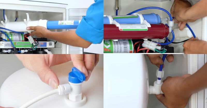 Các bước 5,6,7,8 lắp đặt máy lọc nước