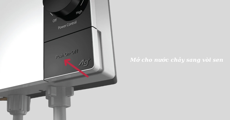 Mở nước sang vòi sen của máy nước nóng Panasonic