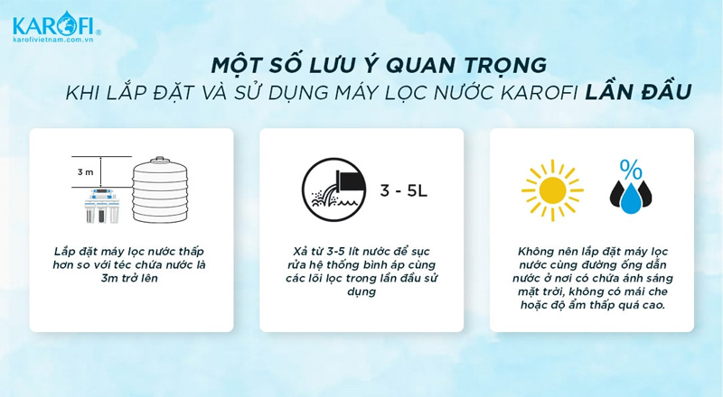 Lưu ý về vị trí lắp đặt máy lọc nước Karofi