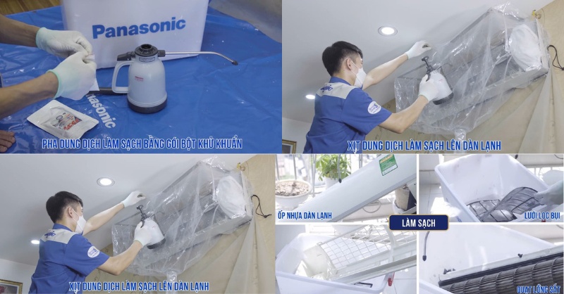 Dùng dung dịch chuyên dụng để làm sạch dàn lạnh