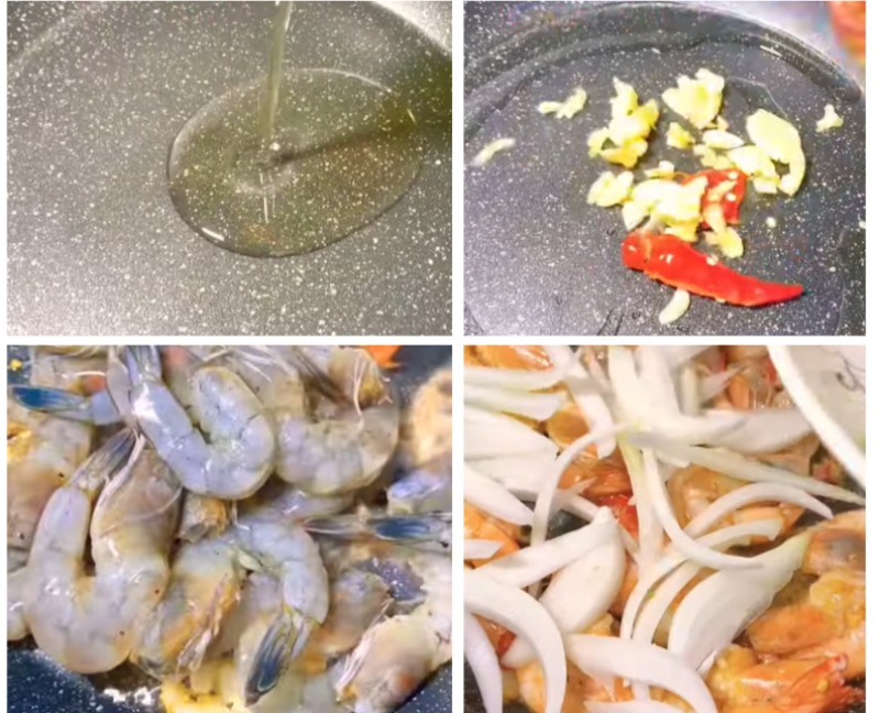 Phi thơm tỏi và xào tôm