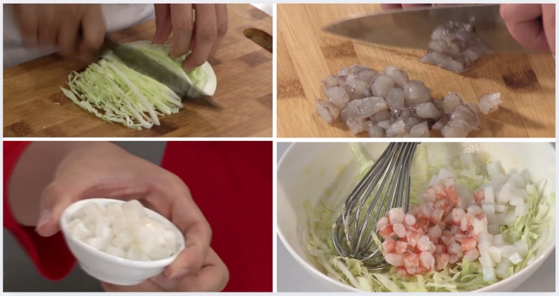 Các nguyên liệu làm bánh xèo Nhật Bản