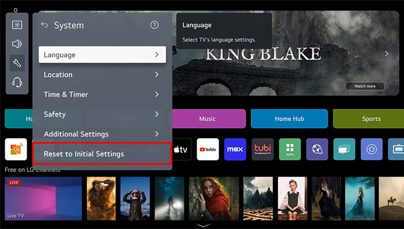 Khôi phục cài đặt gốc cho tivi LG