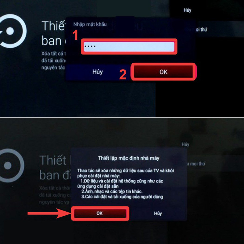 Nhập mật khẩu mặc định rồi chọn OK