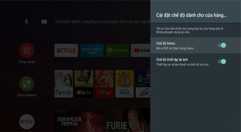 Tắt Chế độ Demo và Chế độ thiết lập lại ảnh