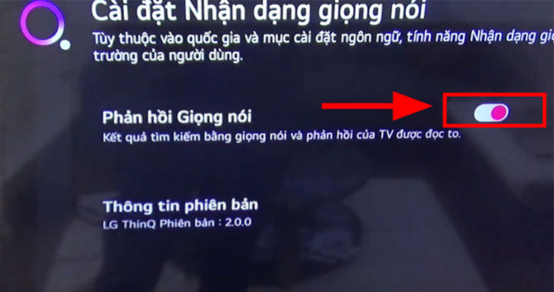 Tắt mục “Phản hồi giọng nói” (Voice feedback)