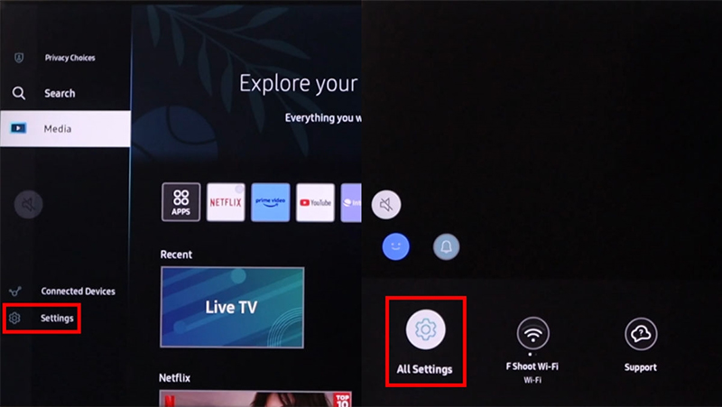 Chọn mục “All Settings” (Tất cả cài đặt)