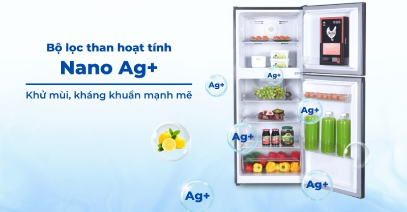 Bộ lọc khử mùi than hoạt tính Nano Ag+ trên tủ lạnh Sharp SJ-X198V-SL