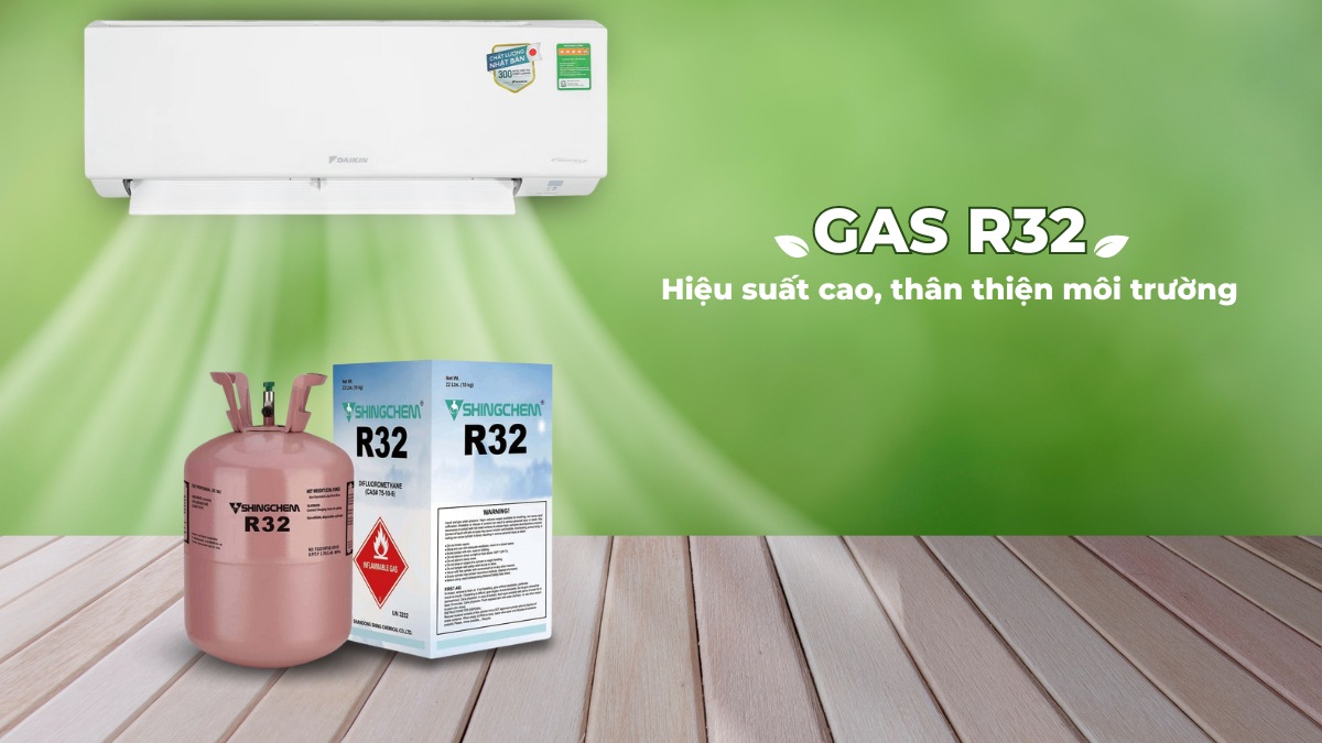 Việc sử dụng gas R32 giúp thiết bị nâng cao suất làm lạnh