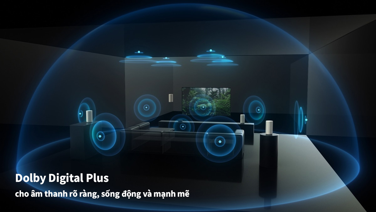 Dolby Digital Plus cho âm thanh vòm bao trùm lấy không gian giải trí