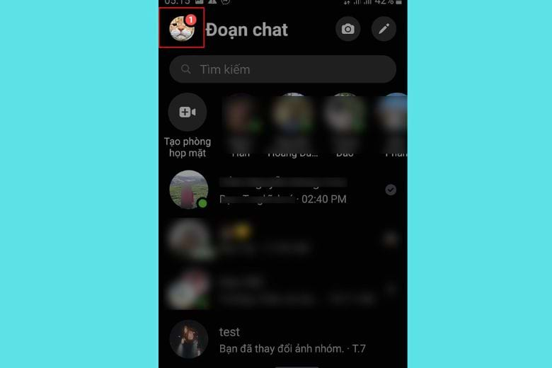 Bạn nhấn vào hình đại diện ở góc bên trái phía trên giao diện Messenger.