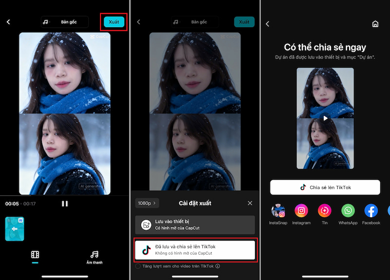 AI trên Capcut tạo ảnh tuyết rơi