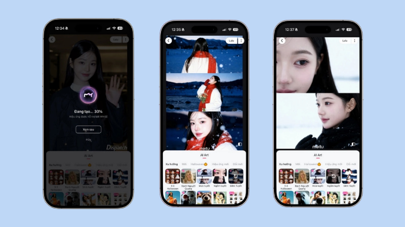 Meitu chèn hiệu ứng tuyết rơi vào ảnh