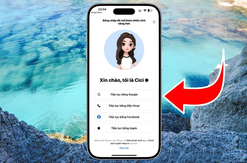 Mở ứng dụng Cici AI đã tải và đăng nhập
