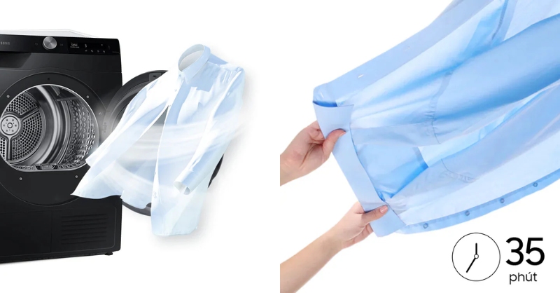 Công nghệ AirWash, sấy siêu tốc QuickDrive trên máy sấy Samsung
