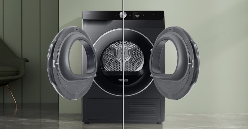 Cửa đảo chiều tiện lợi trên máy sấy Samsung