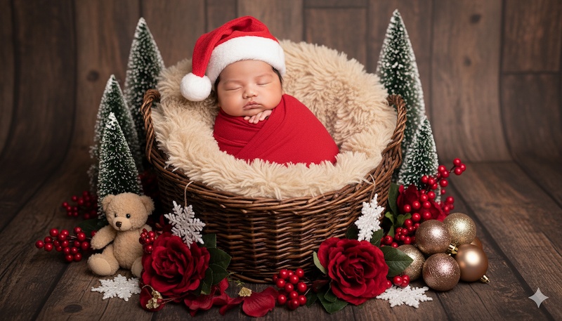 Prompt tạo ảnh Noel cho bé sơ sinh