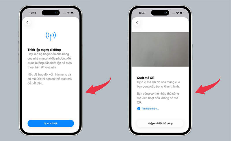 Bạn chọn “Quét mã QR” và đưa mã QR vào khung camera
