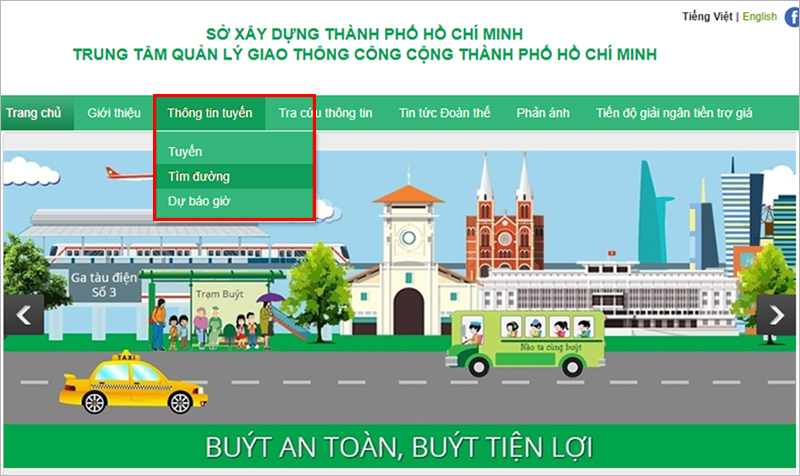 Di chuyển chuột đến mục “Thông tin tuyến” rồi chọn “Tìm đường”