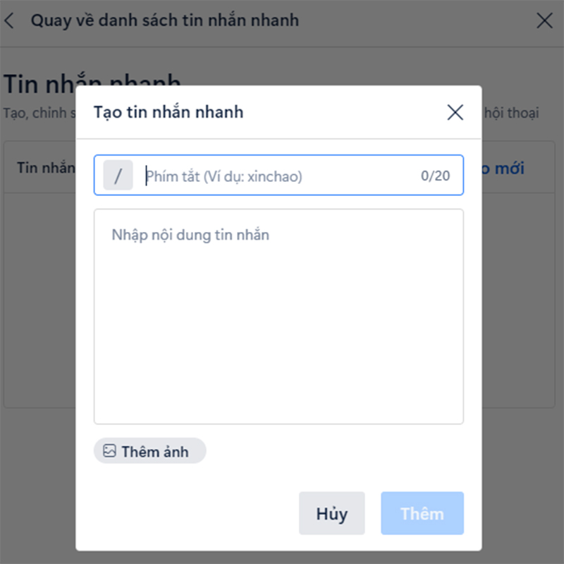Thiết lập các thông tin rồi nhấn “Thêm” để lưu lại mẫu