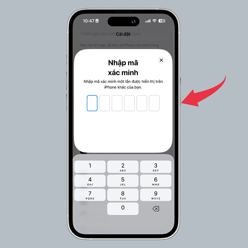 Nhập mã xác minh 6 chữ số lên iPhone 17 Pro Max