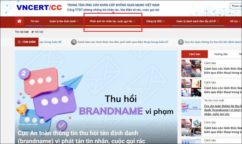 Phản ánh tin nhắn rác, cuộc gọi rác