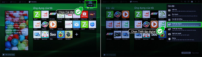 Bạn vào cài đặt rồi chọn chọn thiết lập Digital