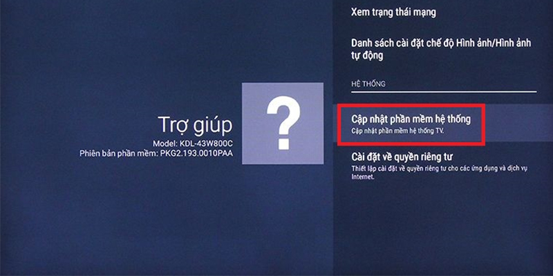 Cập nhật phần mềm tivi để sửa lỗi tivi không kết nối được Bluetooth