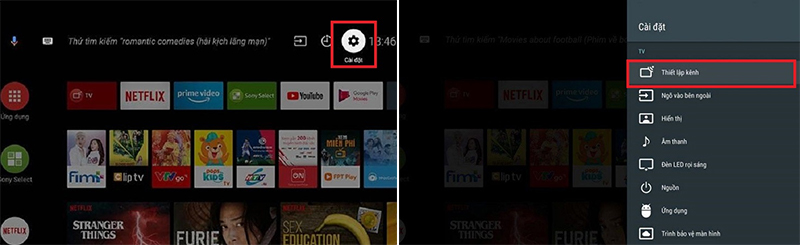 Bạn chọn vào cài đặt rồi chọn thiết lập kênh