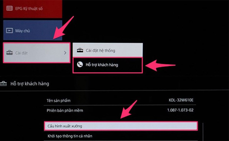 Khôi phục cài đặt gốc tivi Sony để xử lý lỗi mất tiếng
