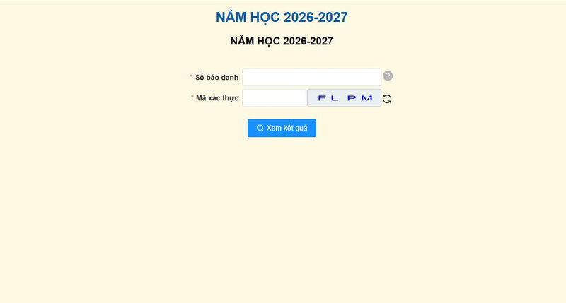 Bạn điền số báo danh và mã xác thực để tra cứu