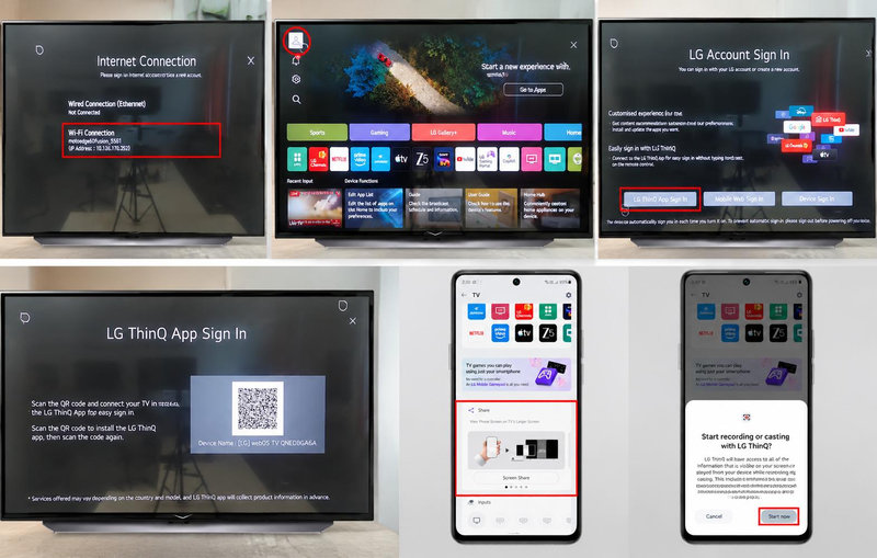 Ứng dụng LG ThinQ có chức năng chia sẻ màn hình điện thoại lên tivi (tùy model hỗ trợ)