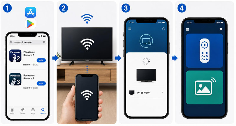 Bạn có thể dễ dàng kết nối điện thoại với tivi Panasonic qua ứng dụng của hãng