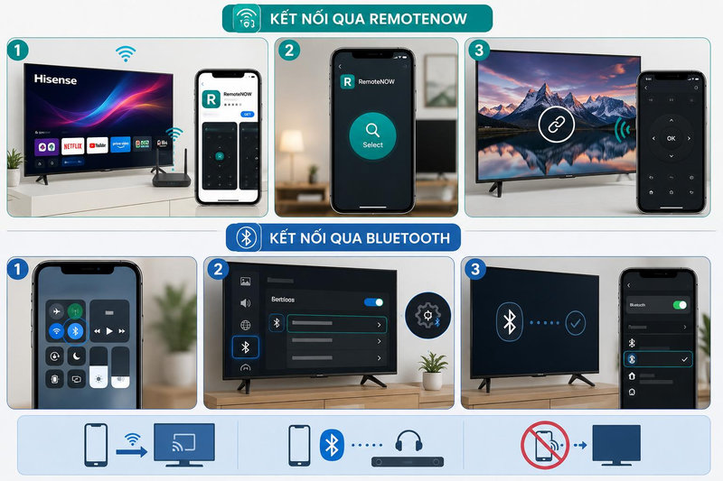 Ứng dụng RemoteNow giúp điện thoại kết nối với tivi Hisense