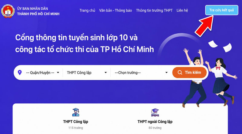 Chọn vào mục tra cứu kết quả