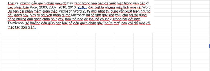 Chọn vào vị trí từ đang bị gạch chân