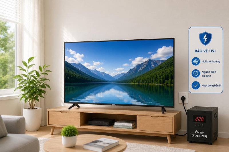 Đặt tivi nơi khô thoáng và giữ nguồn điện ổn định giúp máy bền hơn
