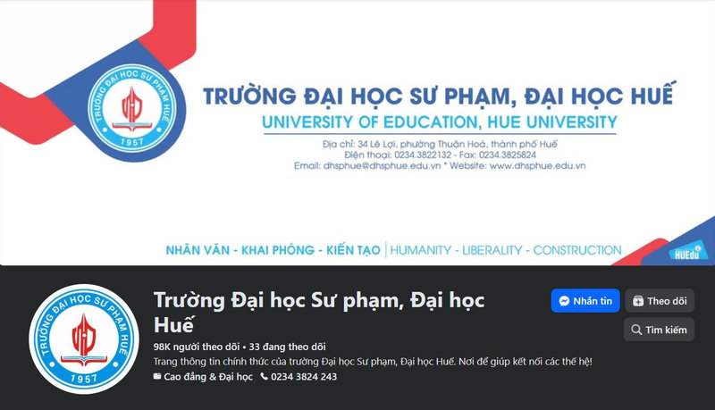 Fanpage chính thức của Trường Đại học Sư phạm - Đại học Huế (DHS)