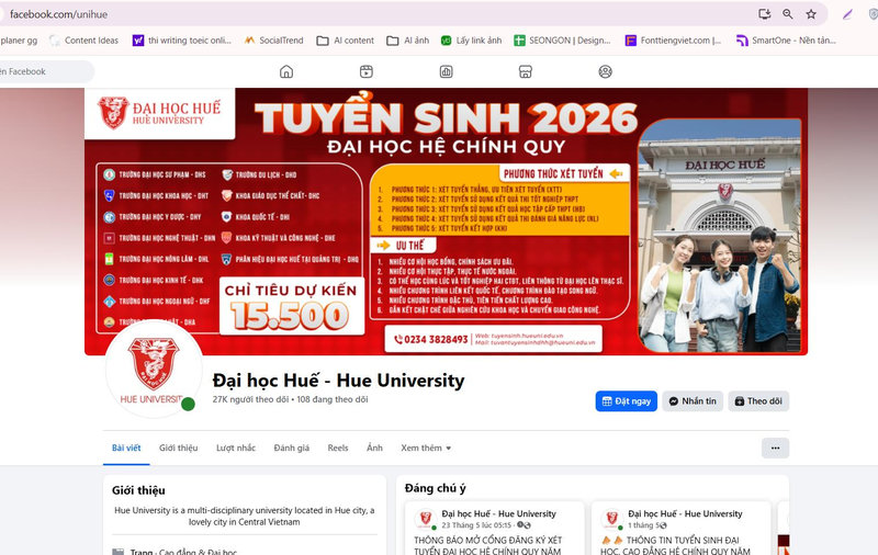 Fanpage tuyển sinh chính thức của Đại học Huế (HU)