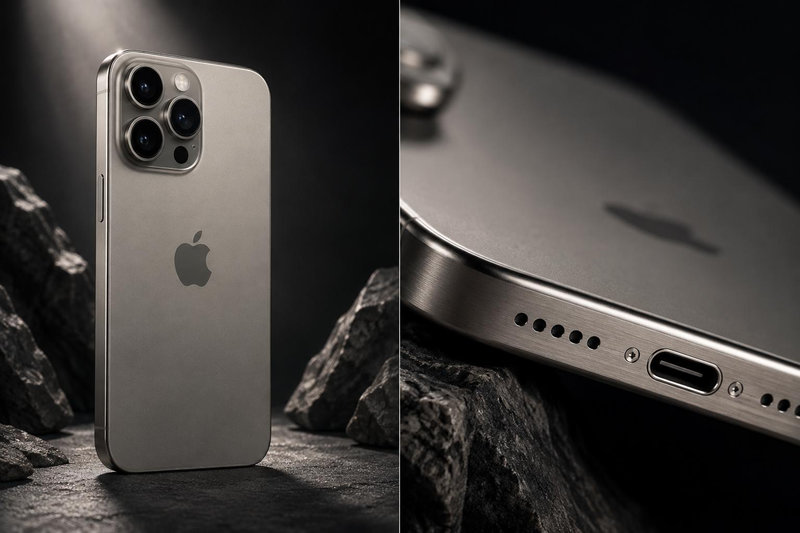 iPhone 15 Pro Max với khung titan và cổng sạc USB-C mới