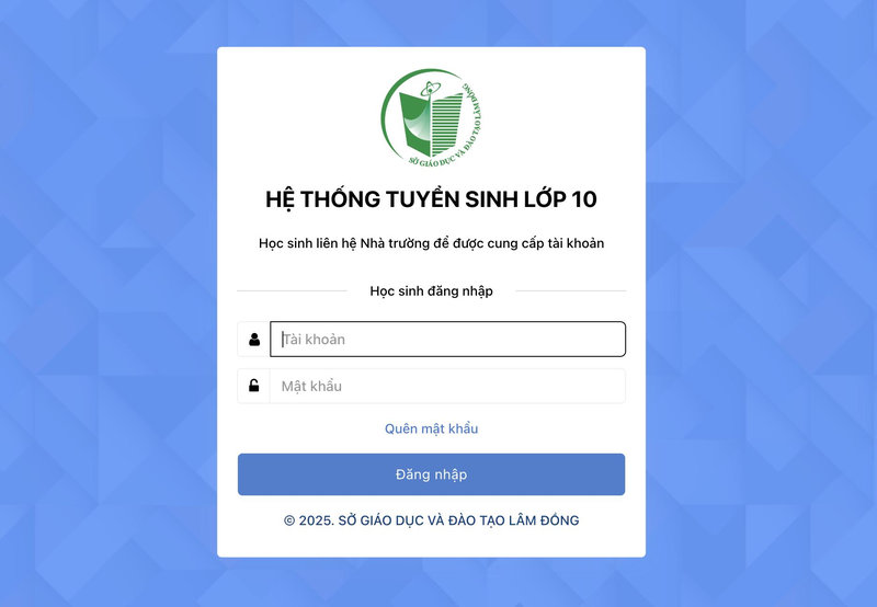 Nhập các thông tin tài khoản và mật khẩu để xem điểm