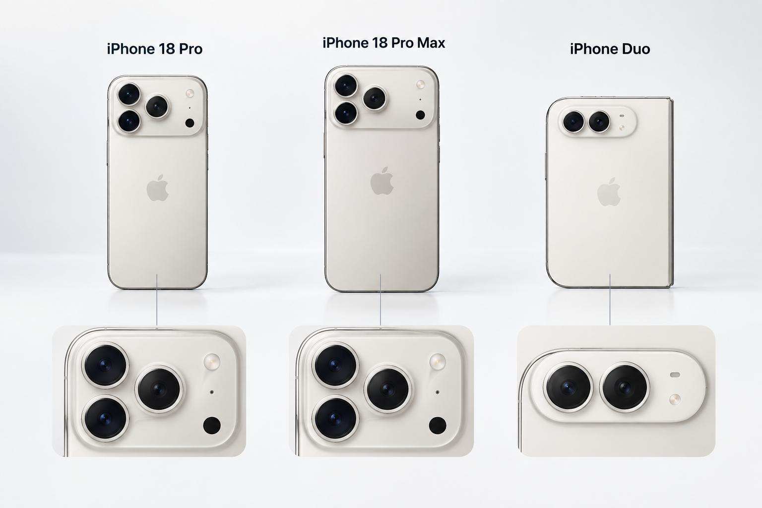 Hai máy Pro có ba camera sau, iPhone Duo chỉ có hai